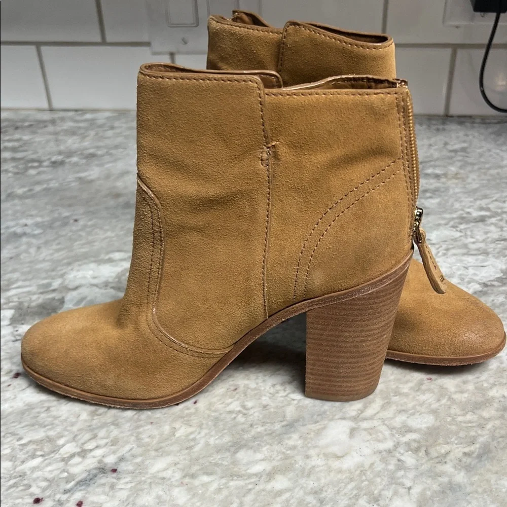 Tory Burch Women’s SabeCamel Suede Heeled Boots 9.0
